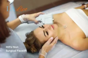 Woman having Hi-Fu to reduce wrinkles Sevenoaks.