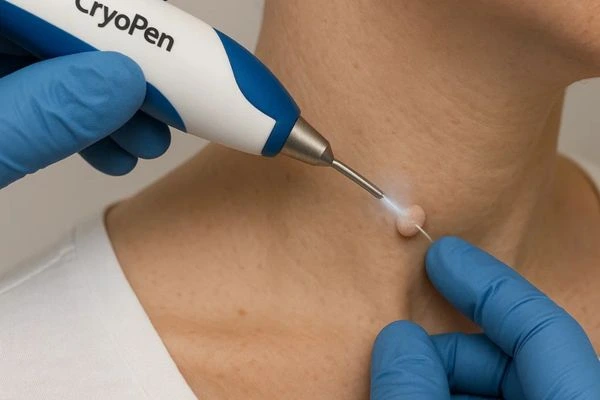 Person receiving Cryotherapy skin tag removal Sevenoaks