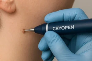 Person receiving skin tag removal Sevenoaks